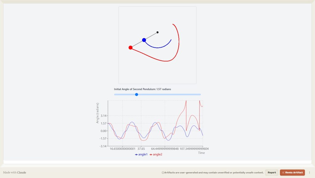 Double Pendulum Chaos Theory Simulation with Claude Artifacts