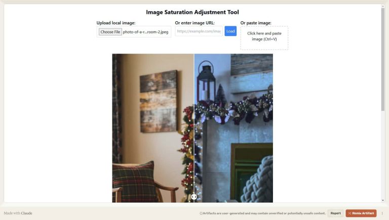 Image Saturation Adjustment Tool with Claude Artifacts