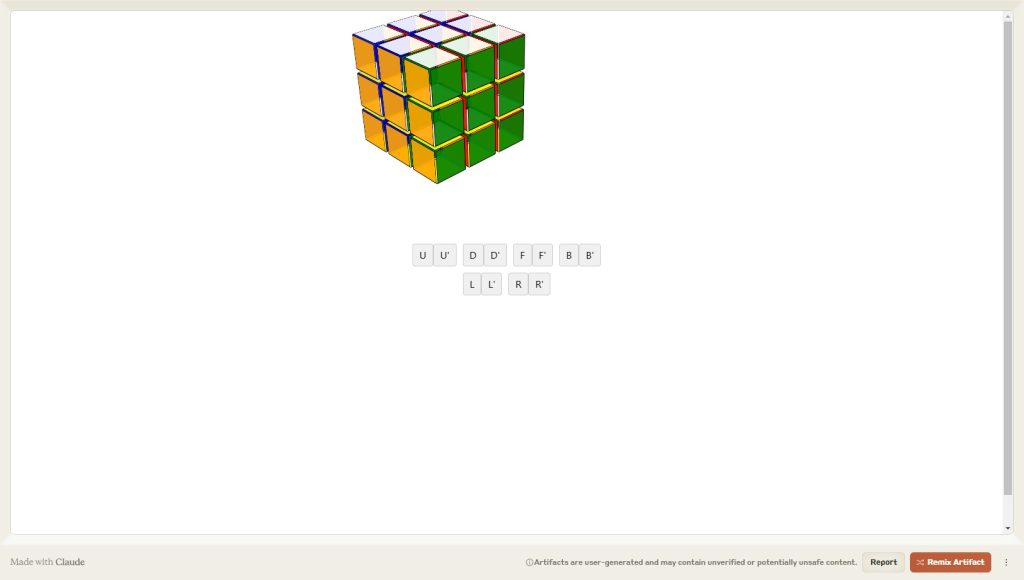 Rubik's Cube Game with Claude Artifacts