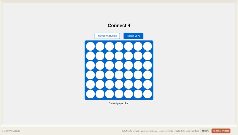 Simple Connect Game Build with Claude Artifacts
