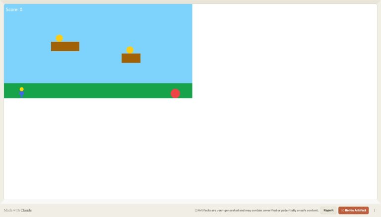 Simple Obstacle Game Built with Claude Artifacts